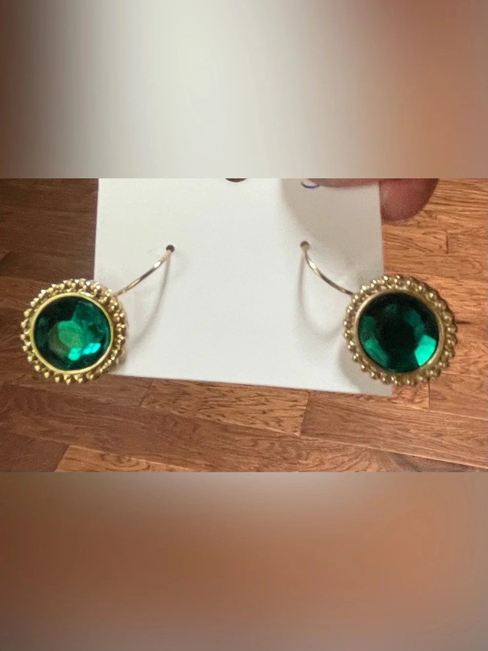 Emerald Green Gold-Trim Earrings